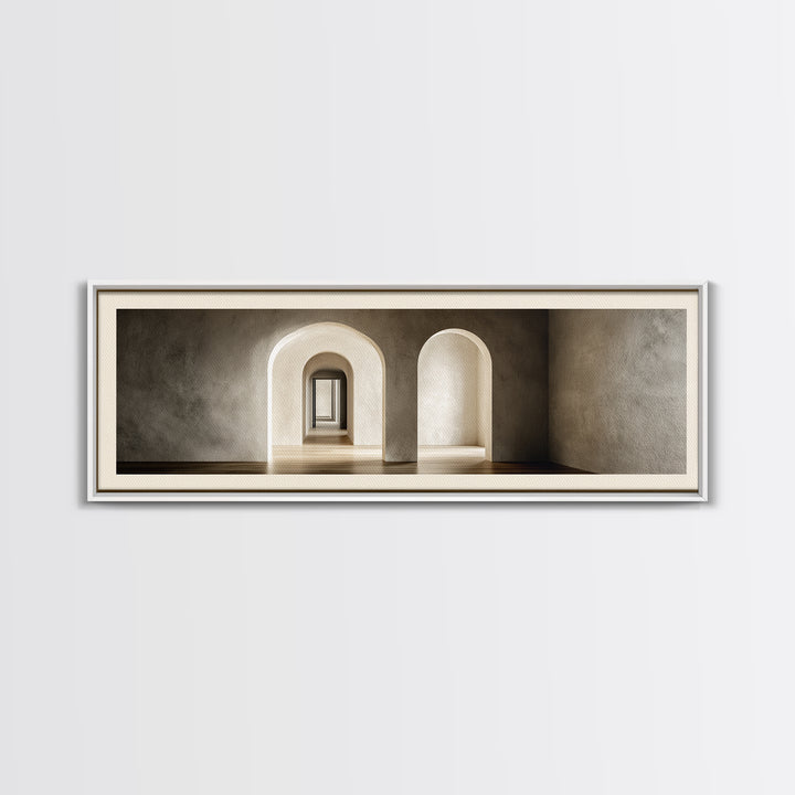 Black and White Architectural Arch Composition Framed Canvas Print, Living Room Art, Room Decor, Living Room Decor, Living, LIR-3x1-23