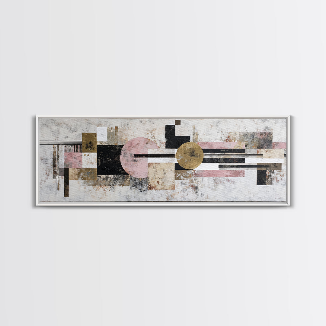 Mid Century Geometric Artwork Canvas Print, Living Room Art, Living Room Wall Art, Living Room Decor, Abstract Art, Living, LIR-3x1-24
