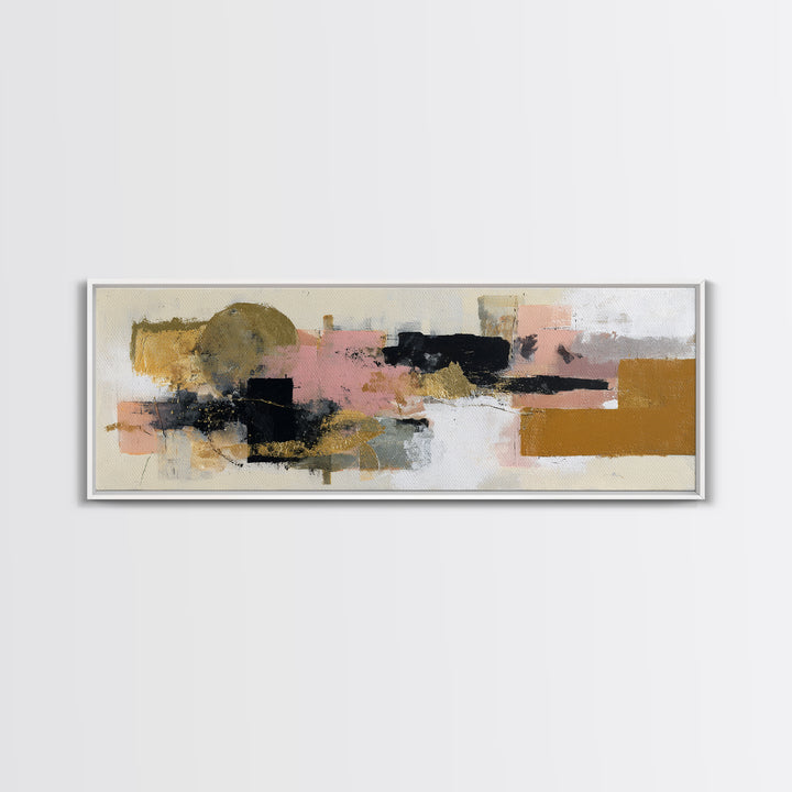 Gold Accented Abstract Brushwork Canvas Print, Living Room Art, Digital Prints, Living Room Decor, Abstract Art, Living, LIR-3x1-30