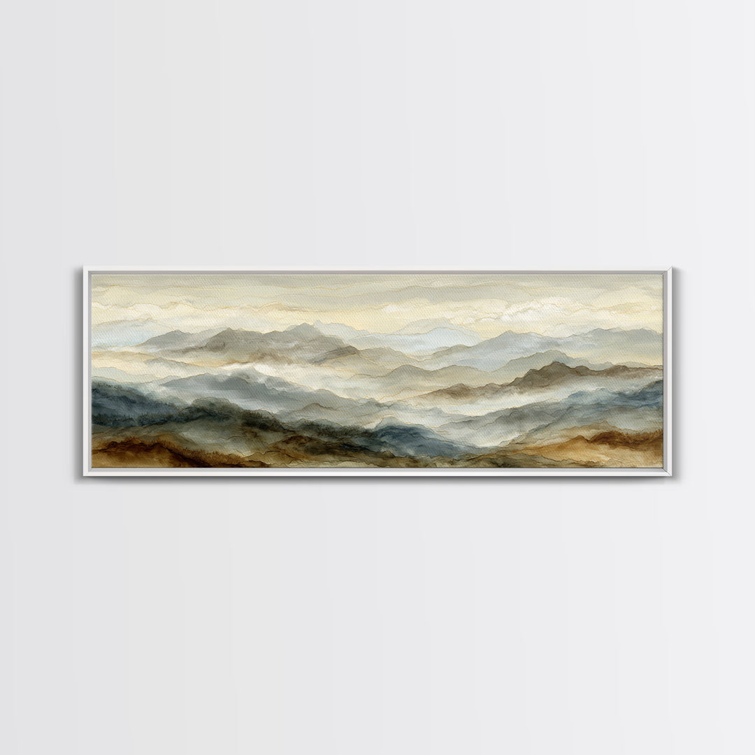 Classic Mountain Panorama for Cozy Interiors Canvas Print, Living Room Art, 3 Piece Wall Art, Living Room Decor, Living, LIR-3x1-32