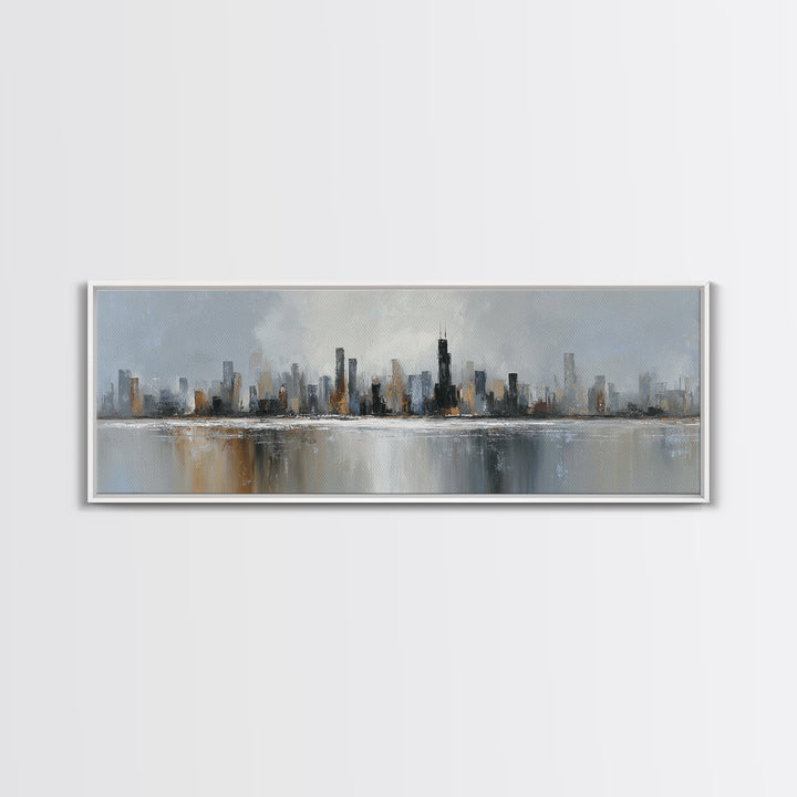 Modern City Skyline Canvas Print, Living Room Art, Digital Wall Art, Living Room Decor, Fine Art, Living, Oversized Wall Art, LIR-3x1-38