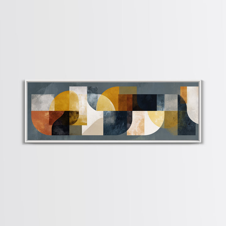 Mid Century Geometric Artwork Canvas Print, Living Room Art, Textured Painting, Living Room Decor, Abstract Art, Living, LIR-3x1-48