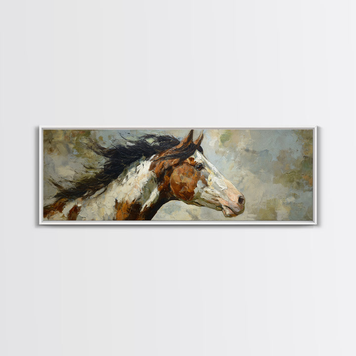 Contemporary Horse Portrait Canvas Print, Living Room Art, Abstract Art, Living Room Decor, Living, Living Room Wall Art, LIR-3x1-50