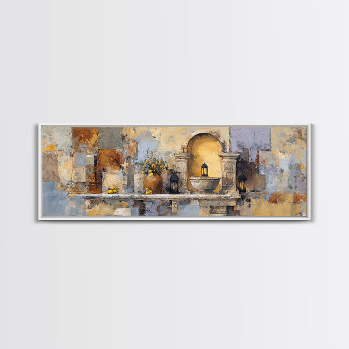 Warm Mediterranean Lemon Still Life Framed Canvas Print, Living Room Art, Apartment Decor, Living Room Decor, Fine Art, Living, LIR-3x1-58