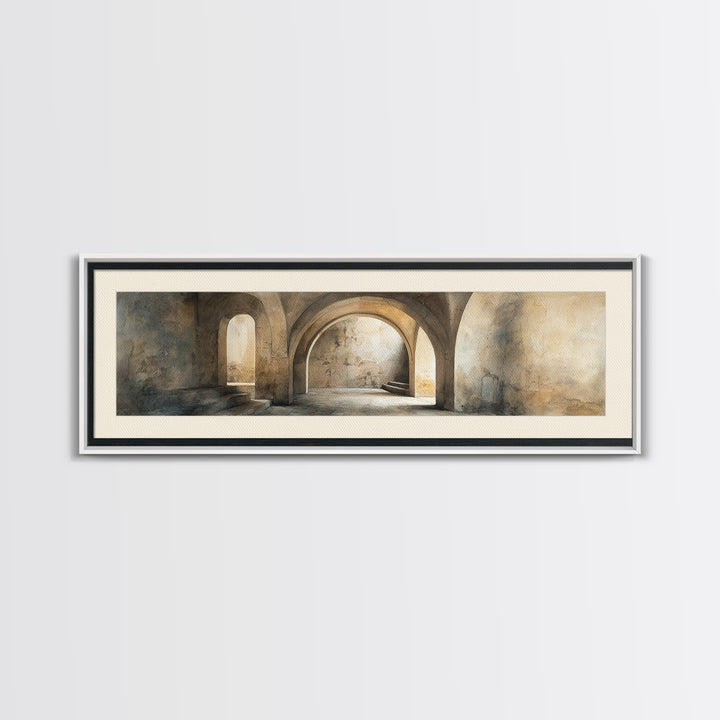Black and White Architectural Arch Composition Canvas Print, Living Room Art, Digital Wall Art, Living Room Decor, Living, LIR-3x1-71