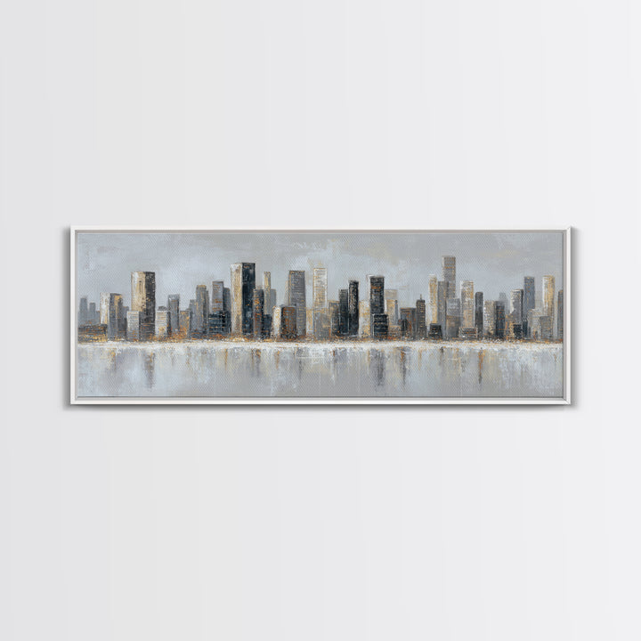 Modern City Skyline Canvas Print, Living Room Art, Abstract Art, Living Room Decor, Living, Living Room Wall Art, LIR-3x1-86