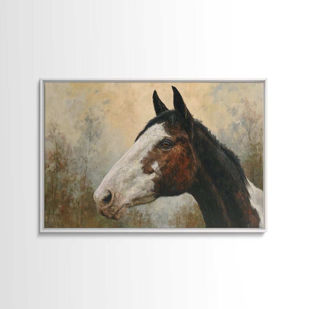 Contemporary Horse Portrait Framed Canvas Print, Living Room Art, Digital Wall Art, Living Room Decor, Fine Art, Living, LIR-3x2-14