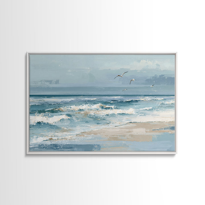 Coastal Aerial Shoreline Framed Canvas Print, Living Room Art, Pet Portraits, Living Room Decor, Living, Neutral Decor, LIR-3x2-15