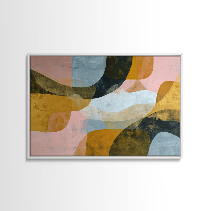 Gold Accented Abstract Brushwork Framed Canvas Print, Living Room Art, Large Wall Art, Living Room Decor, Abstract Art, Living, LIR-3x2-18