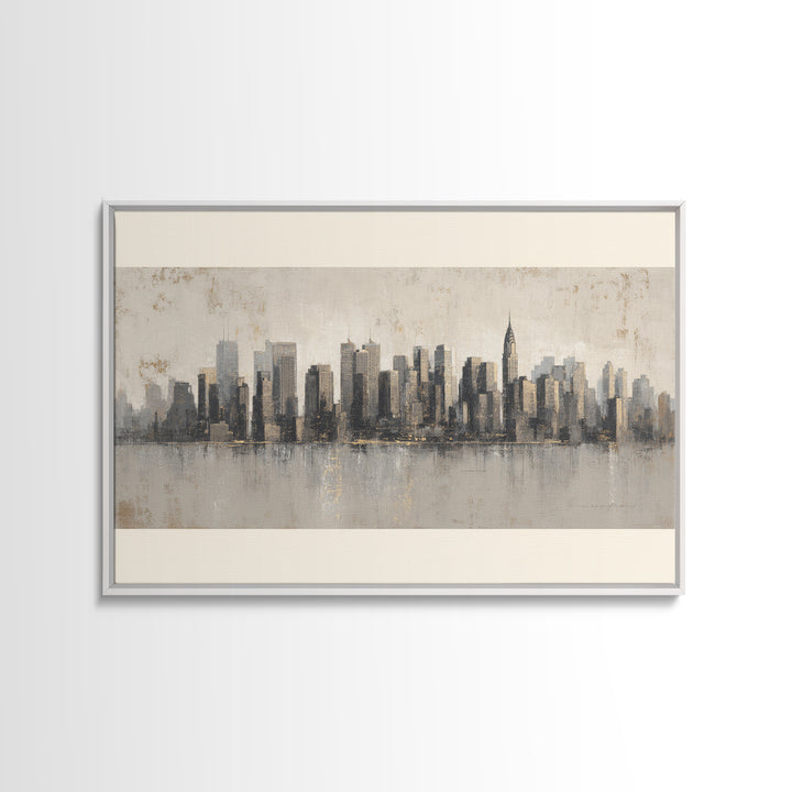 Modern City Skyline Framed Canvas Print, Living Room Art, Mid Century Modern, Living Room Decor, Abstract Art, Living, LIR-3x2-2