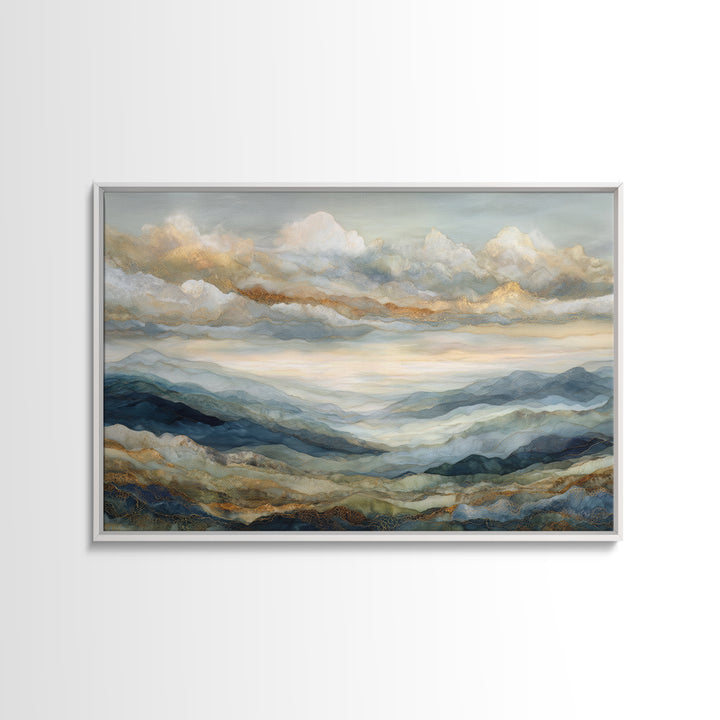 Large Cloudscape with Gentle Movement Framed Canvas Print, Living Room Art, Modern Wall Art, Living Room Decor, Living, LIR-3x2-23