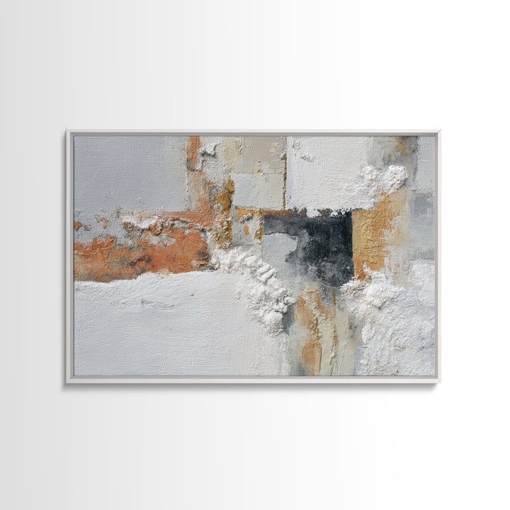 Monochrome Stone Texture Abstraction Framed Canvas Print, Living Room Art, Dopamine Decor, Living Room Decor, Fine Art, Living, LIR-3x2-25