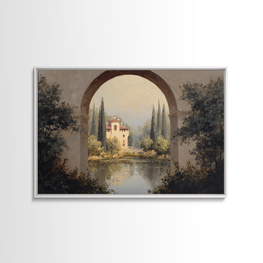 Black and White Architectural Arch Composition Framed Canvas Print, Living Room Art, Room Decor, Living Room Decor, Living, LIR-3x2-35
