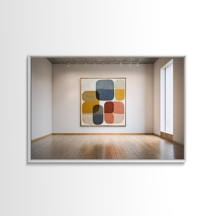 Mid Century Geometric Artwork Framed Canvas Print, Living Room Art, Living Room Wall Art, Living Room Decor, Abstract Art, LIR-3x2-36