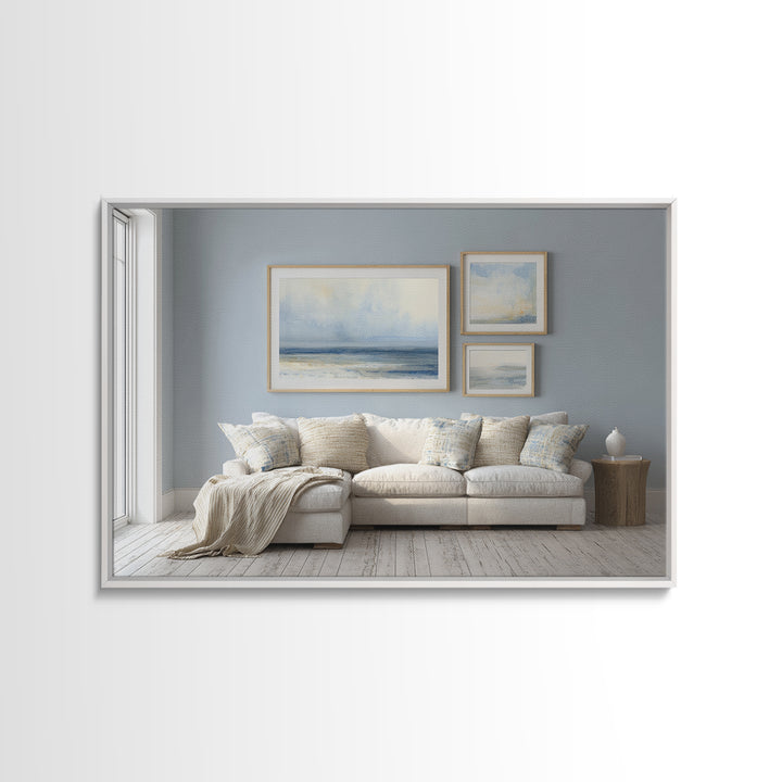 Coastal Aerial Shoreline Framed Canvas Print, Living Room Art, Contemporary Art, Living Room Decor, Fine Art, Living, LIR-3x2-39