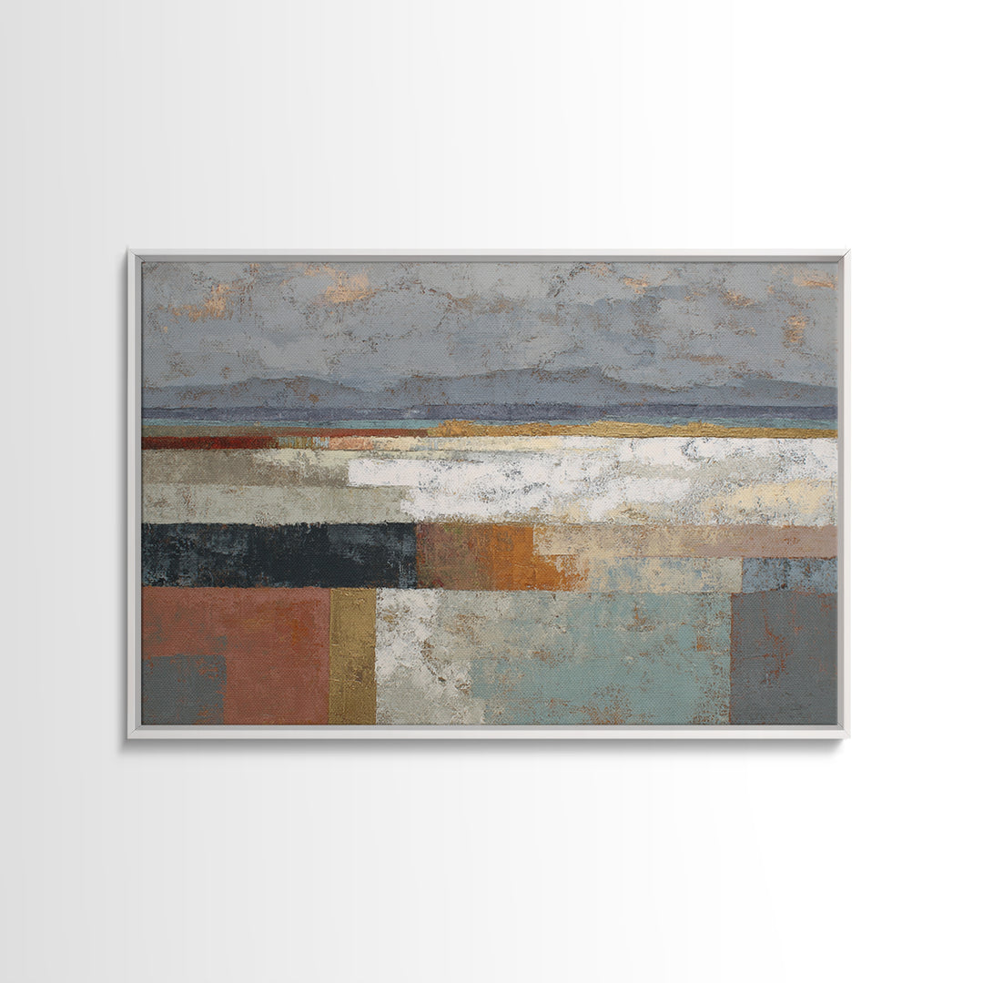 Mid Century Geometric Artwork Framed Canvas Print, Living Room Art, Textured Painting, Living Room Decor, Abstract Art, Living, LIR-3x2-60
