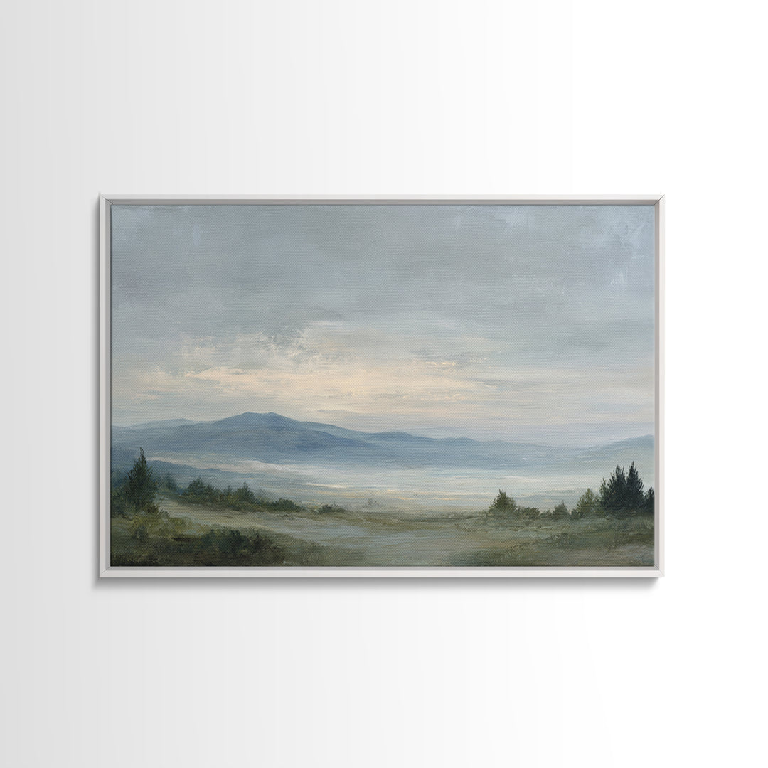 Modern Landscape with Expansive Calm Sky Framed Canvas Print, Living Room Art, Luxury Decor, Living Room Decor, Living, LIR-3x2-79