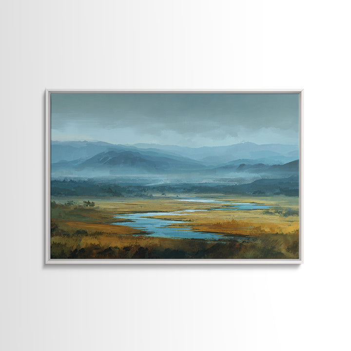Classic Mountain Panorama for Cozy Interiors Framed Canvas Print, Living Room Art, Painting, Living Room Decor, Living, LIR-3x2-92