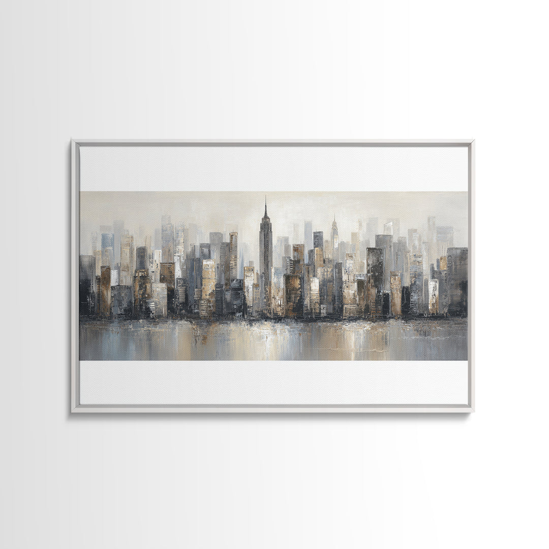 Modern City Skyline Canvas Print, Living Room Art, Modern Wall Art, Living Room Decor, Fine Art, Living, Textured Painting, LIR-3x2-98