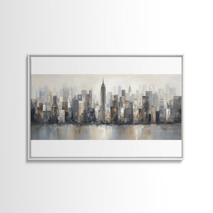 Modern City Skyline Canvas Print, Living Room Art, Modern Wall Art, Living Room Decor, Fine Art, Living, Textured Painting, LIR-3x2-98