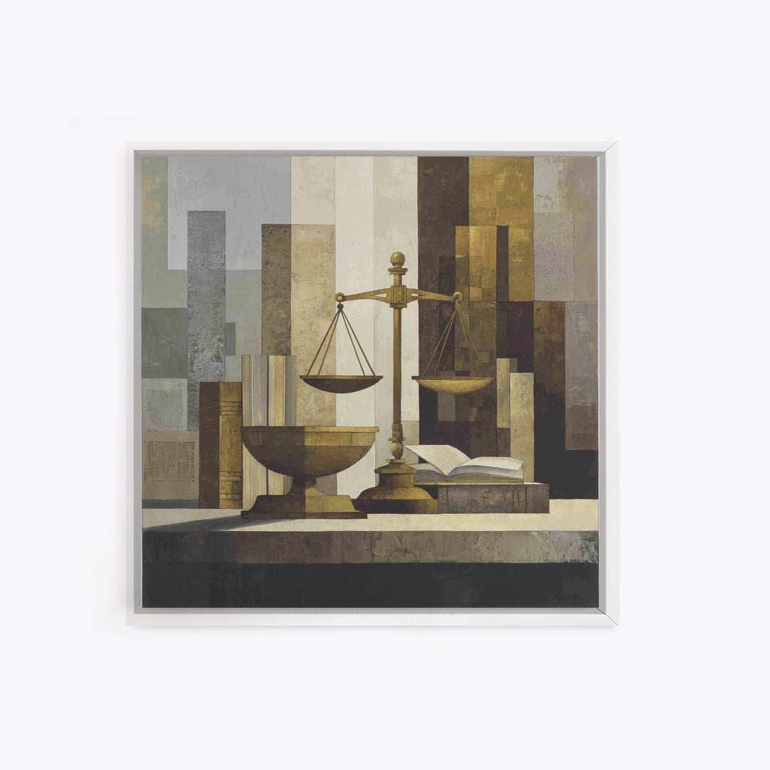 Classical Scales of Justice Framed Canvas Print, Law Office Art, Law, Office Decor, Counsel, Modern Decor, Fine Art Print, LOA-1x1-1