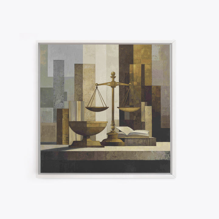 Classical Scales of Justice Framed Canvas Print, Law Office Art, Law, Office Decor, Counsel, Modern Decor, Fine Art Print, LOA-1x1-1