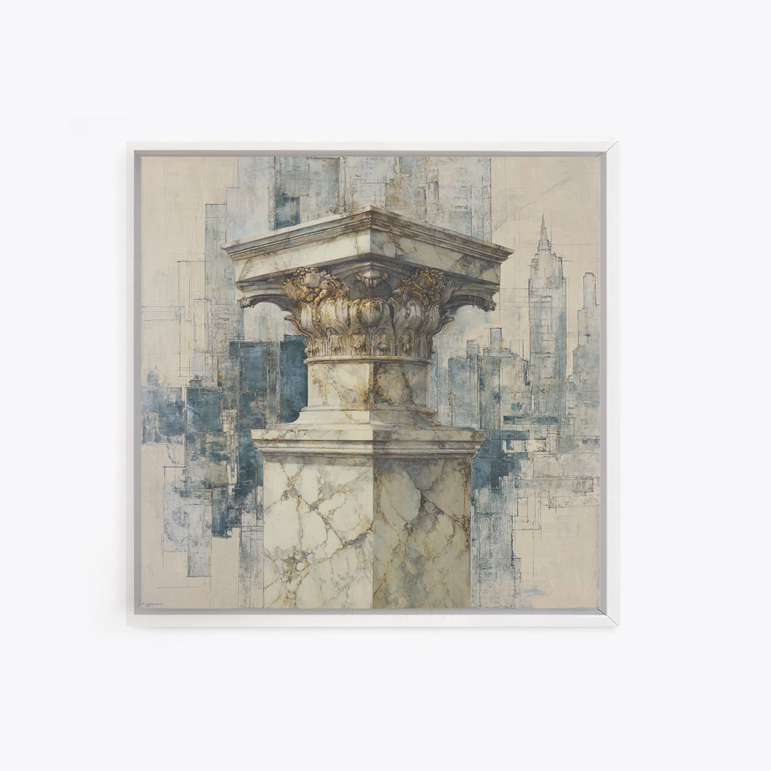 Marble Courthouse Column Study Without Building Scene Framed Canvas Print, Law Office Art, Office Art, Office Decor, Counsel, LOA-1x1-27