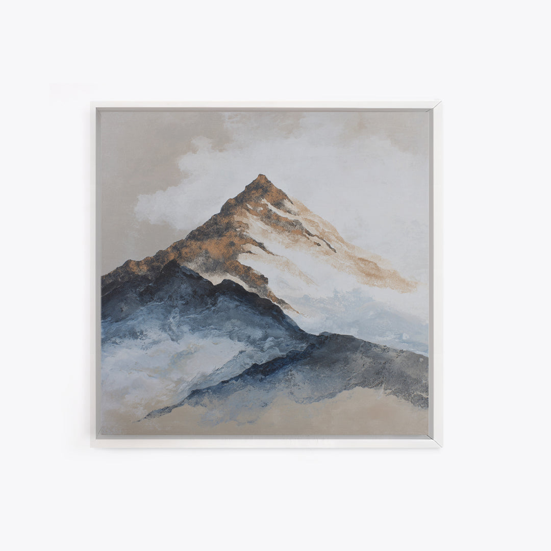 Ink Wash Mountain Symbolizing Stability Framed Canvas Print, Law Office Art, Poster Print, Office Decor, Watercolor Art, LOA-1x1-44