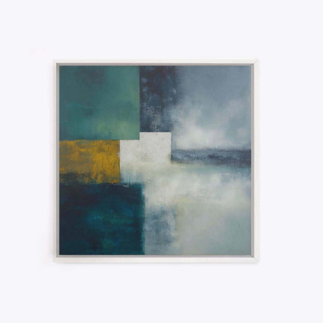 Deep Green and Walnut Toned Abstract Framed Canvas Print, Law Office Art, Gallery Decor, Office Decor, Abstract Art, Counsel, LOA-1x1-93