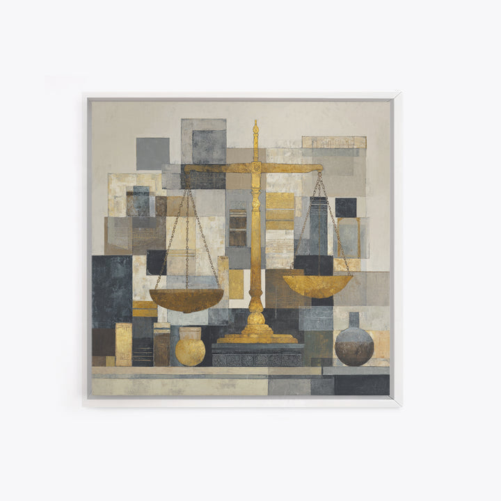 Classical Scales of Justice Canvas Print, Law Office Art, Luxury Decor, Office Decor, Oil Painting, Counsel, Printable Art, LOA-1x1-97