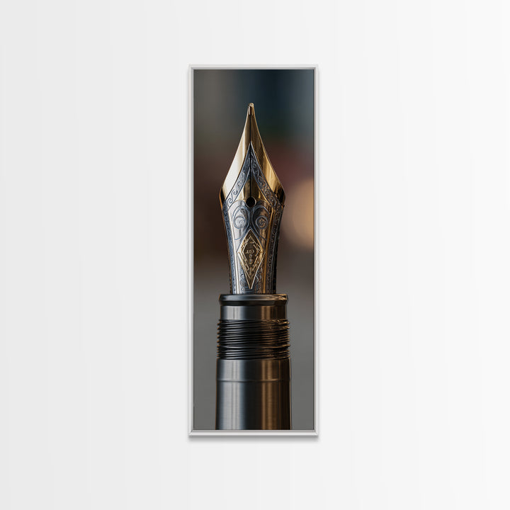 Fountain Pen Nib Closeup Canvas Print, Law Office Art, Office Wall Art, Office Decor, Fine Art, Counsel, Butterfly Art, LOA-1x3-11