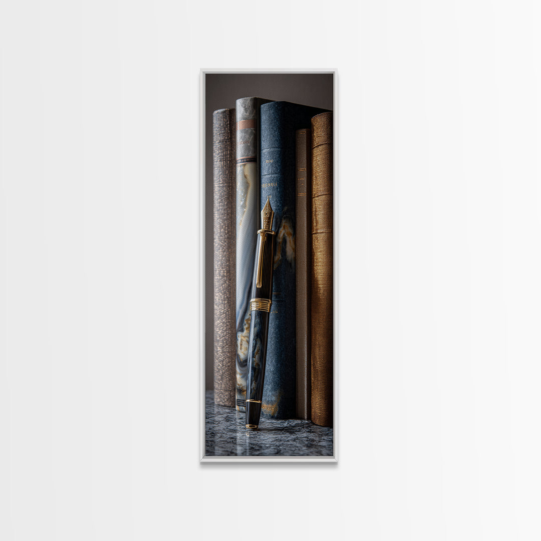 Dignified Law Books and Fountain Pen Still Canvas Print, Law Office Art, Law, Office Decor, Fine Art, Counsel, Modern Decor, LOA-1x3-14