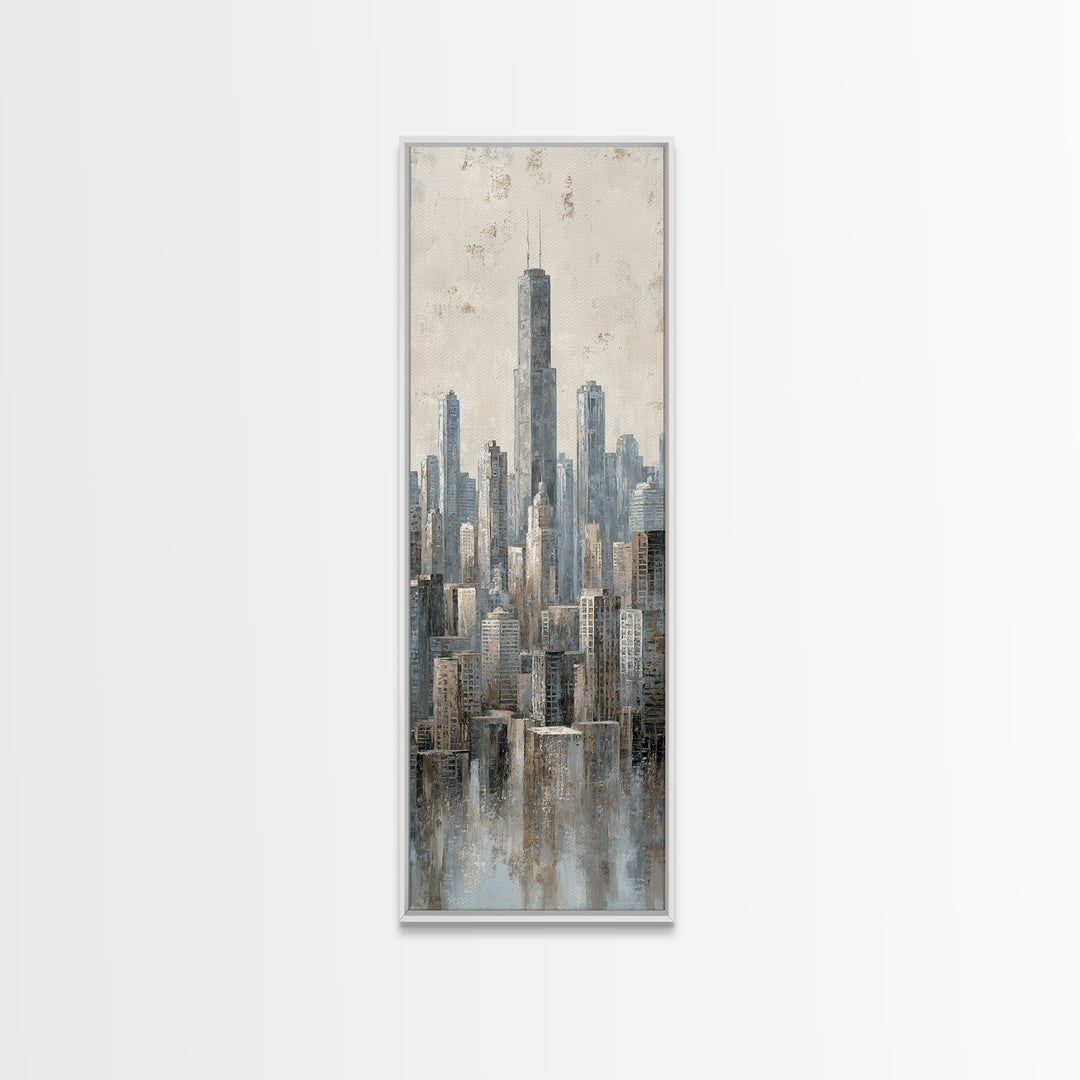 Quiet City Skyline Framed Canvas Print, Law Office Art, Home Decor, Office Decor, Fine Art, Counsel, Minimalist Decor, LOA-1x3-24