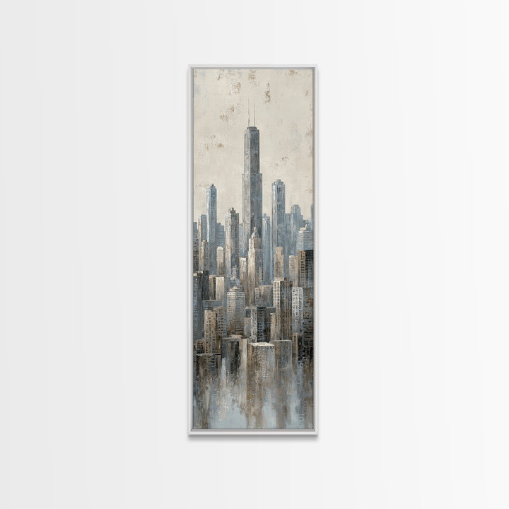 Quiet City Skyline Framed Canvas Print, Law Office Art, Home Decor, Office Decor, Fine Art, Counsel, Minimalist Decor, LOA-1x3-24