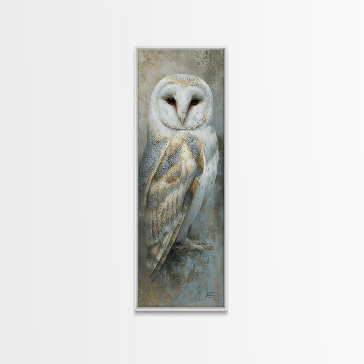 Owl Portrait Representing Wisdom Framed Canvas Print, Law Office Art, Teen Girl Room Decor, Office Decor, Fine Art, Counsel, LOA-1x3-29