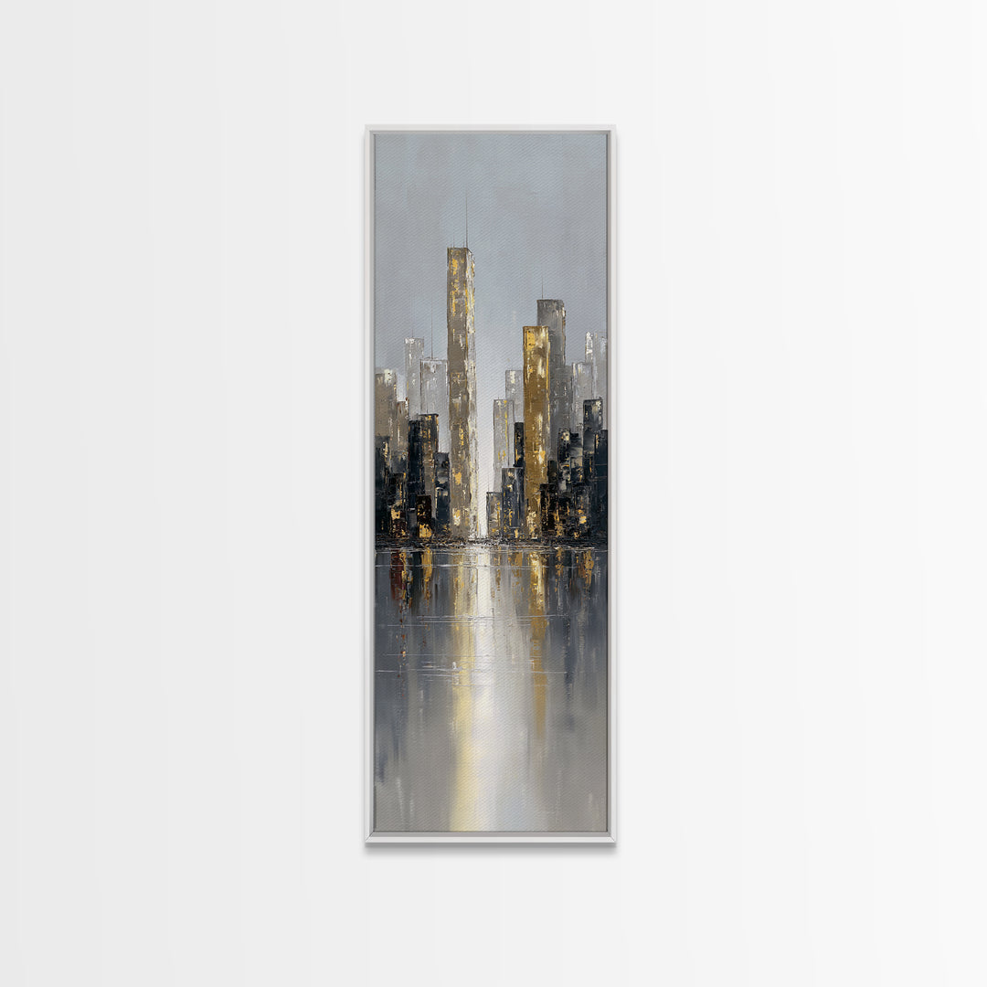 Quiet City Skyline Canvas Print, Law Office Art, Decor, Office Decor, Abstract Art, Counsel, Bookish Wall Art, LOA-1x3-72