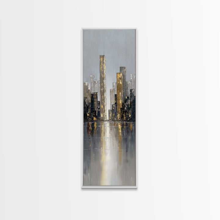 Quiet City Skyline Canvas Print, Law Office Art, Decor, Office Decor, Abstract Art, Counsel, Bookish Wall Art, LOA-1x3-72