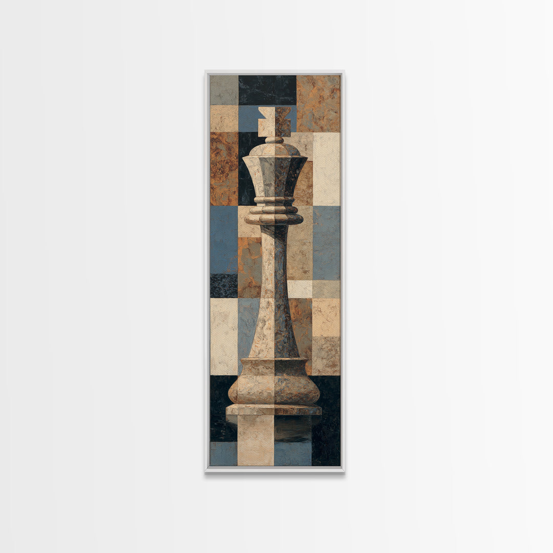 Single Chess King Canvas Print, Law Office Art, Teen Girl Room Decor, Office Decor, Oil Painting, Counsel, Luxury Decor, LOA-1x3-82