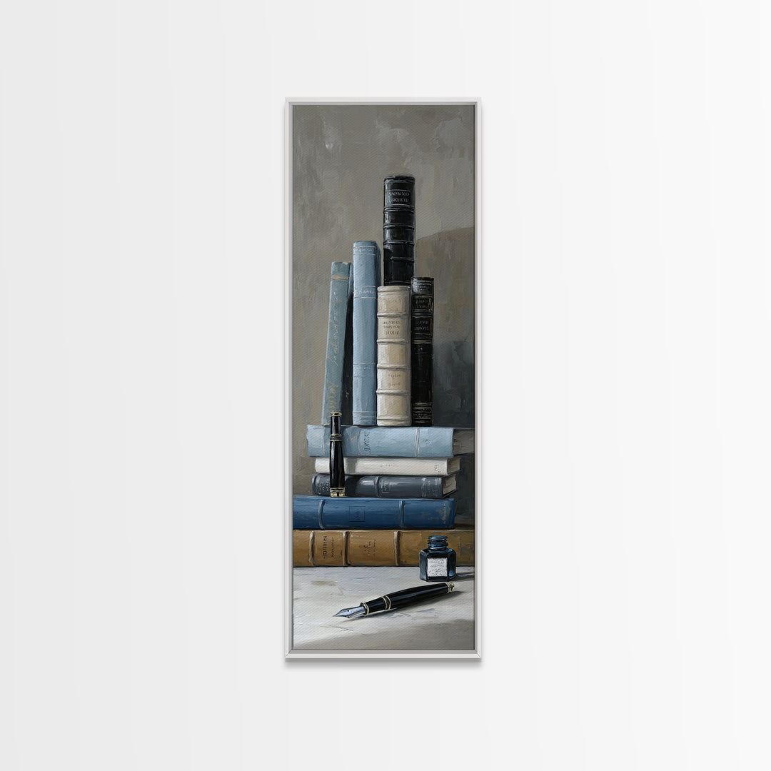 Dignified Law Books and Fountain Pen Still Canvas Print, Law Office Art, Neutral Decor, Office Decor, Fine Art, Counsel, LOA-1x3-86