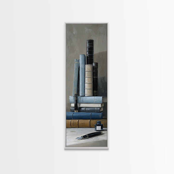 Dignified Law Books and Fountain Pen Still Canvas Print, Law Office Art, Neutral Decor, Office Decor, Fine Art, Counsel, LOA-1x3-86