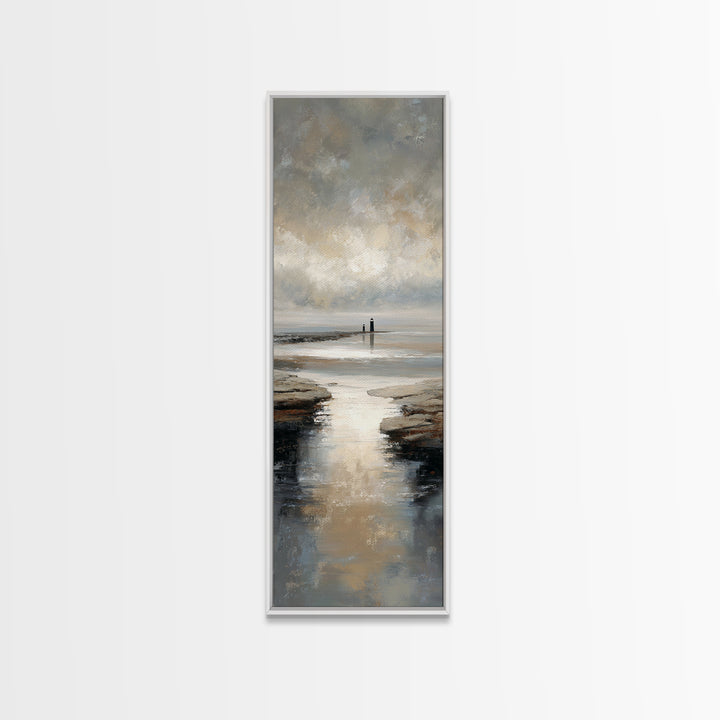 Stormy Landscape with Lighthouse as Guidance Metaphor Canvas Print, Law Office Art, Bookish Wall Art, Office Decor, Counsel, LOA-1x3-95