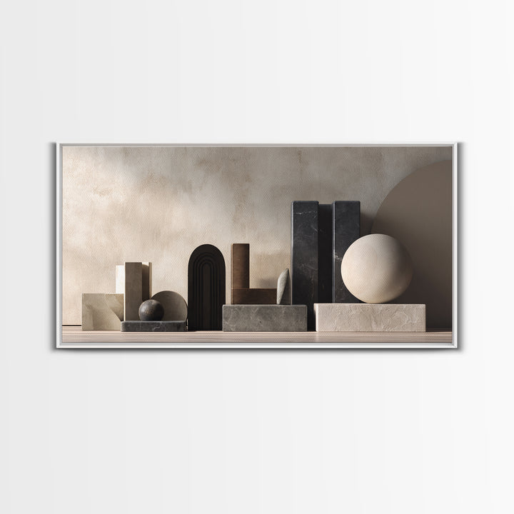 Balanced Geometric Forms Symbolizing Fairness Framed Canvas Print, Law Office Art, Art Print, Office Decor, Fine Art, Counsel, LOA-2x1-1
