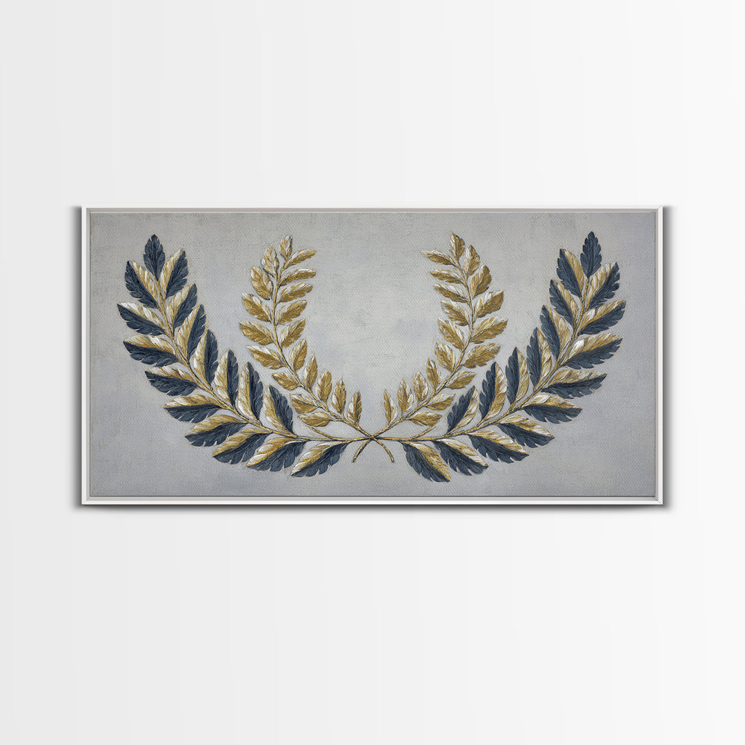 Roman Laurel Wreath Framed Canvas Print, Law Office Art, Lawyer, Office Decor, Fine Art, Counsel, Neutral Decor, Modern Decor, LOA-2x1-100