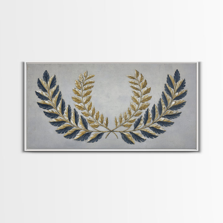 Roman Laurel Wreath Framed Canvas Print, Law Office Art, Lawyer, Office Decor, Fine Art, Counsel, Neutral Decor, Modern Decor, LOA-2x1-100
