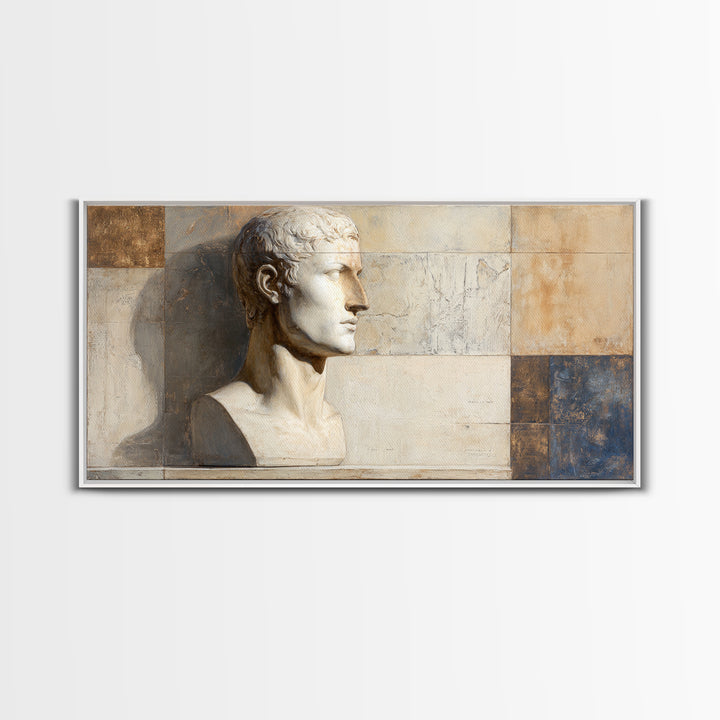 Classical Statue Bust Framed Canvas Print, Law Office Art, Fine Art Print, Office Decor, Fine Art, Counsel, Painting, LOA-2x1-20