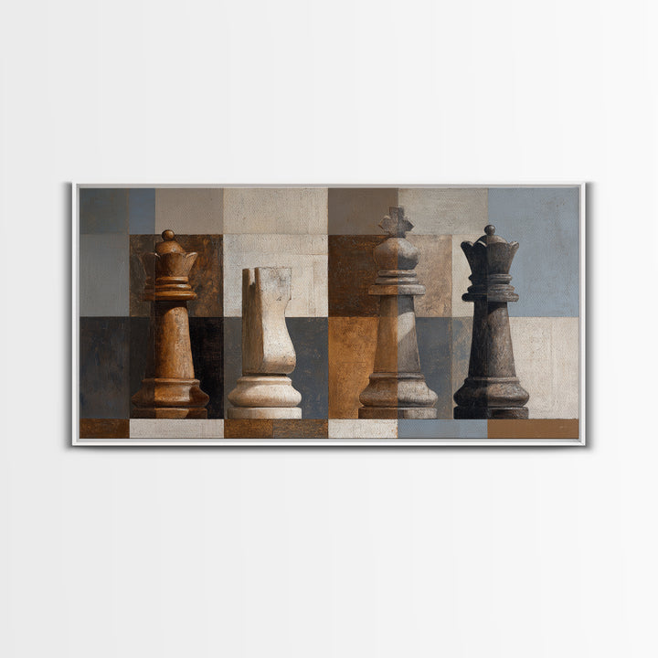 Single Chess King Framed Canvas Print, Law Office Art, Home Decor, Office Decor, Fine Art, Counsel, Minimalist Decor, LOA-2x1-42