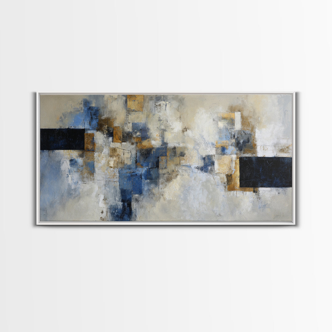 Abstract Navy and Gold Composition for Authority Canvas Print, Law Office Art, Painting, Office Decor, Abstract Art, Counsel, LOA-2x1-48