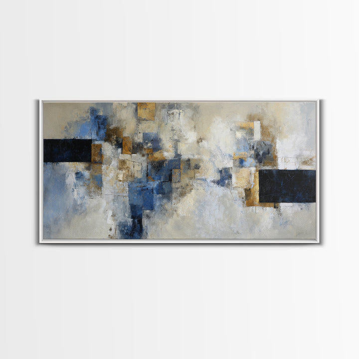 Abstract Navy and Gold Composition for Authority Canvas Print, Law Office Art, Painting, Office Decor, Abstract Art, Counsel, LOA-2x1-48