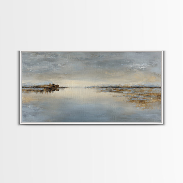 Stormy Landscape with Lighthouse as Guidance Metaphor Framed Canvas Print, Law Office Art, Poster Print, Office Decor, Counsel, LOA-2x1-55