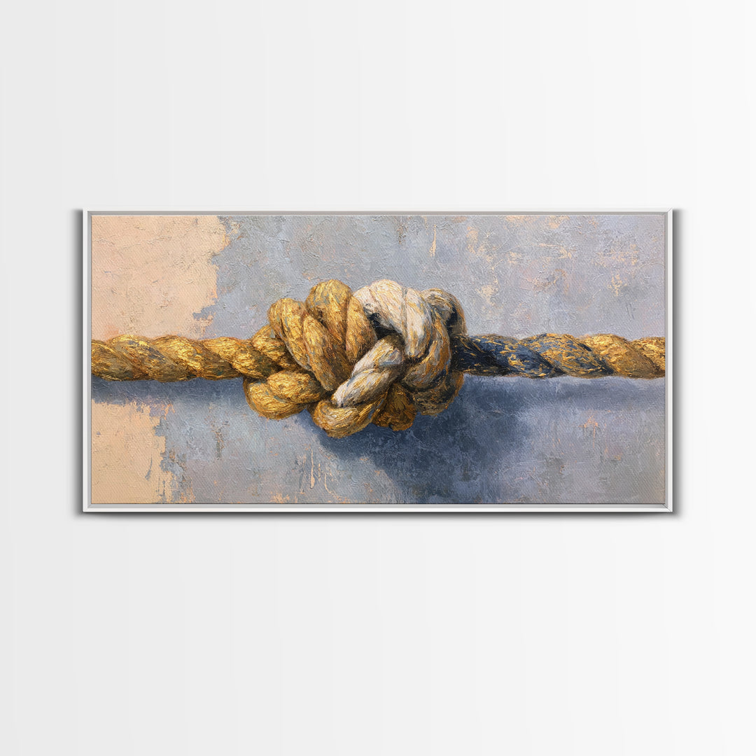 Gold Thread Knot Symbolizing Resolution Canvas Print, Law Office Art, Statement Artwork, Office Decor, Oil Painting, Counsel, LOA-2x1-62